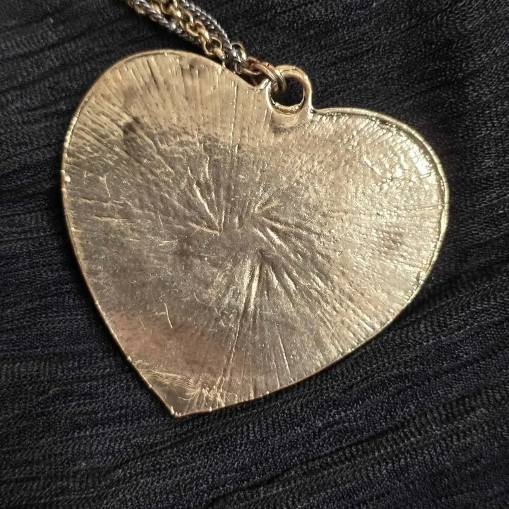 Vintage Heart Pendant Necklace Gold Lace Coquette Romantic Statement